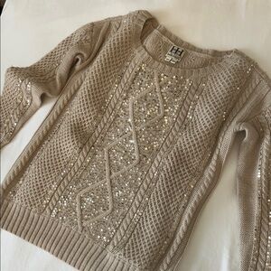 Haute Hippie Beige Sequin Sweater Lux ++ xs